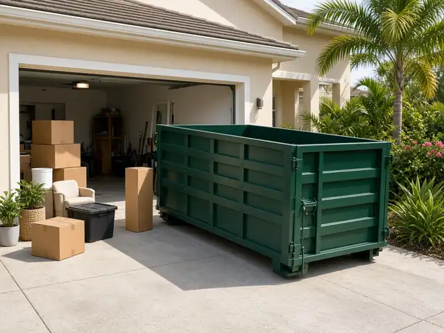 Residential roll-off dumpster for a home cleanout in Haines City